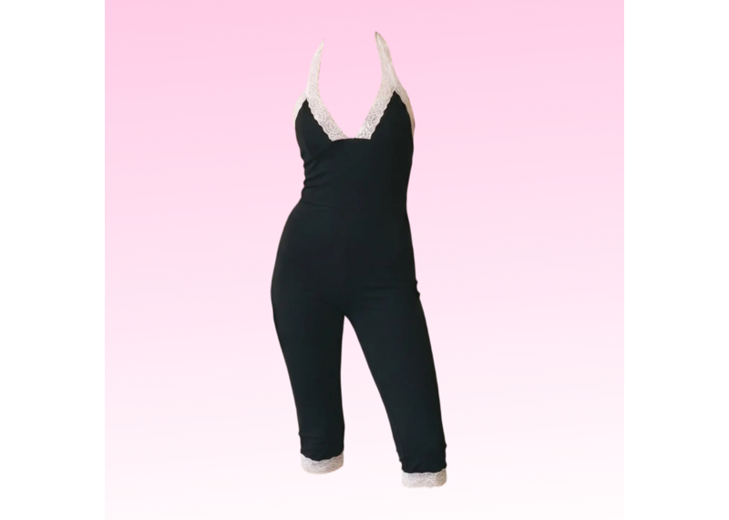 Lace V-Neck Capri Jumpsuit