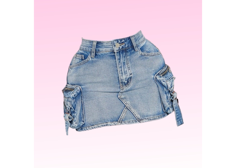 Pocket Cargo Denim Skirt