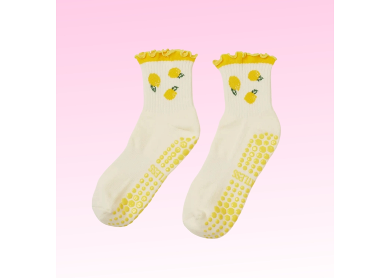 Lemon Ruffle Grip Socks