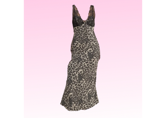 Nothing But Leopard Long Mesh Dress - BLACK
