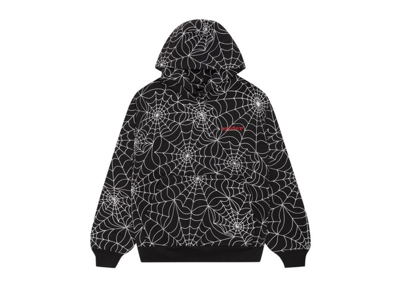 Sp5der Embroidered AOP Hoodie Black
